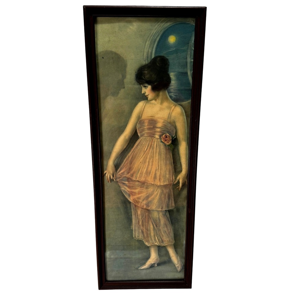 1920 Art Deco Pompeian Beauty Sweetest Story Ever Told Yard Long Framed Antique